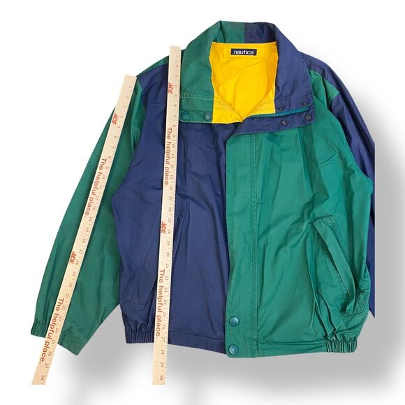 Nautica Vintage 90s Men’s Reversible Hooded Color block Jacket Size L Streetwear - Picture 4 of 16
